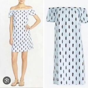 J. Crew Outlet off-the-shoulder dress NWT Print Blue Ikat XS